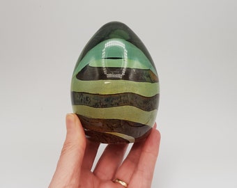 Mdina Earth Tones Art Glass Paperweight Egg Shaped Malta Gift Ideas