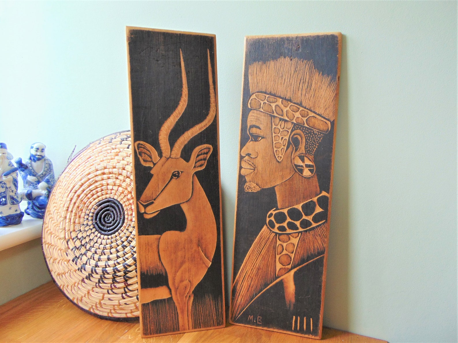 African Wooden Wall Art Panels Etsy