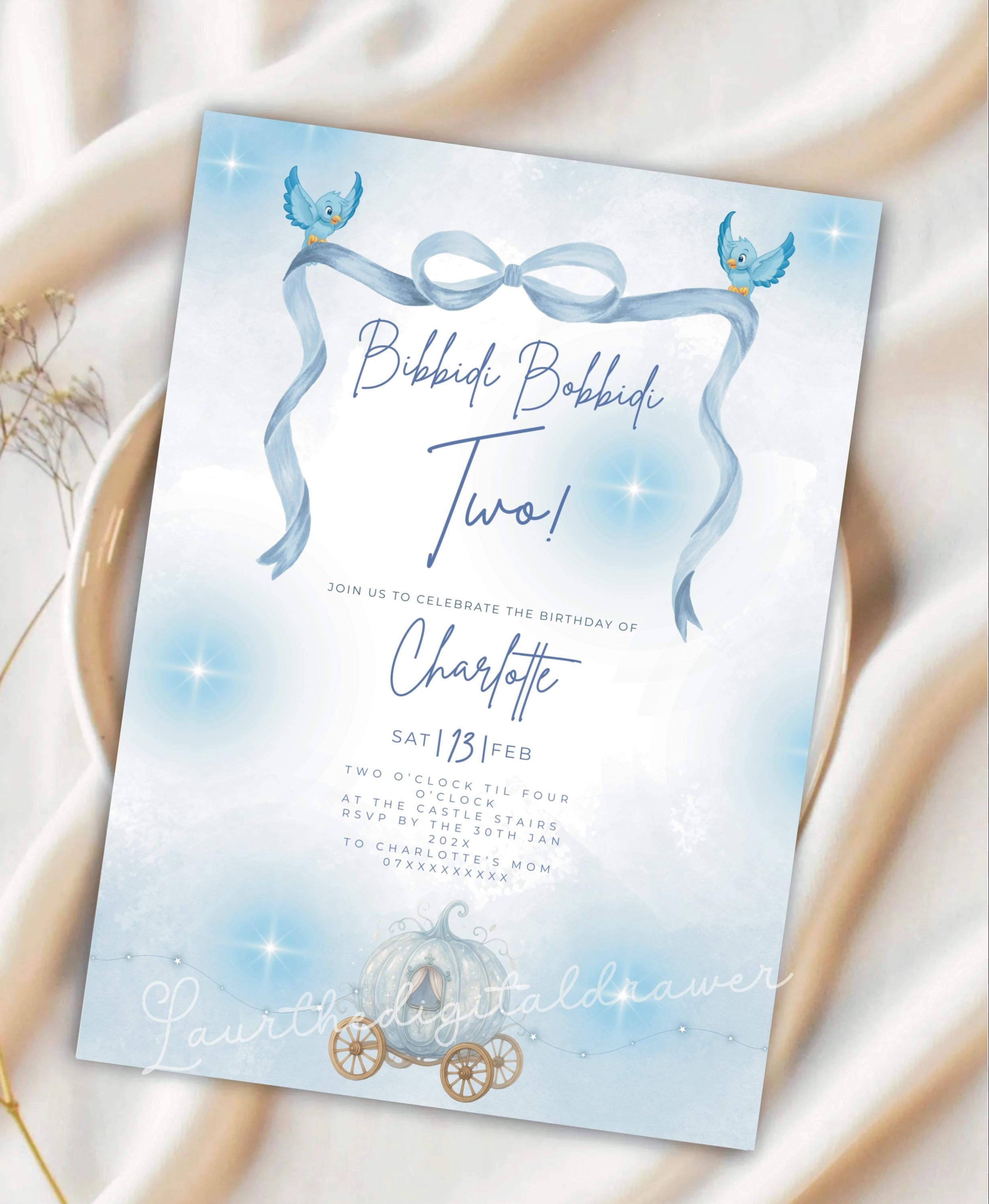 Bibbidi Bobbidi Two Invitation Template – Cinderella 2nd Birthday ...