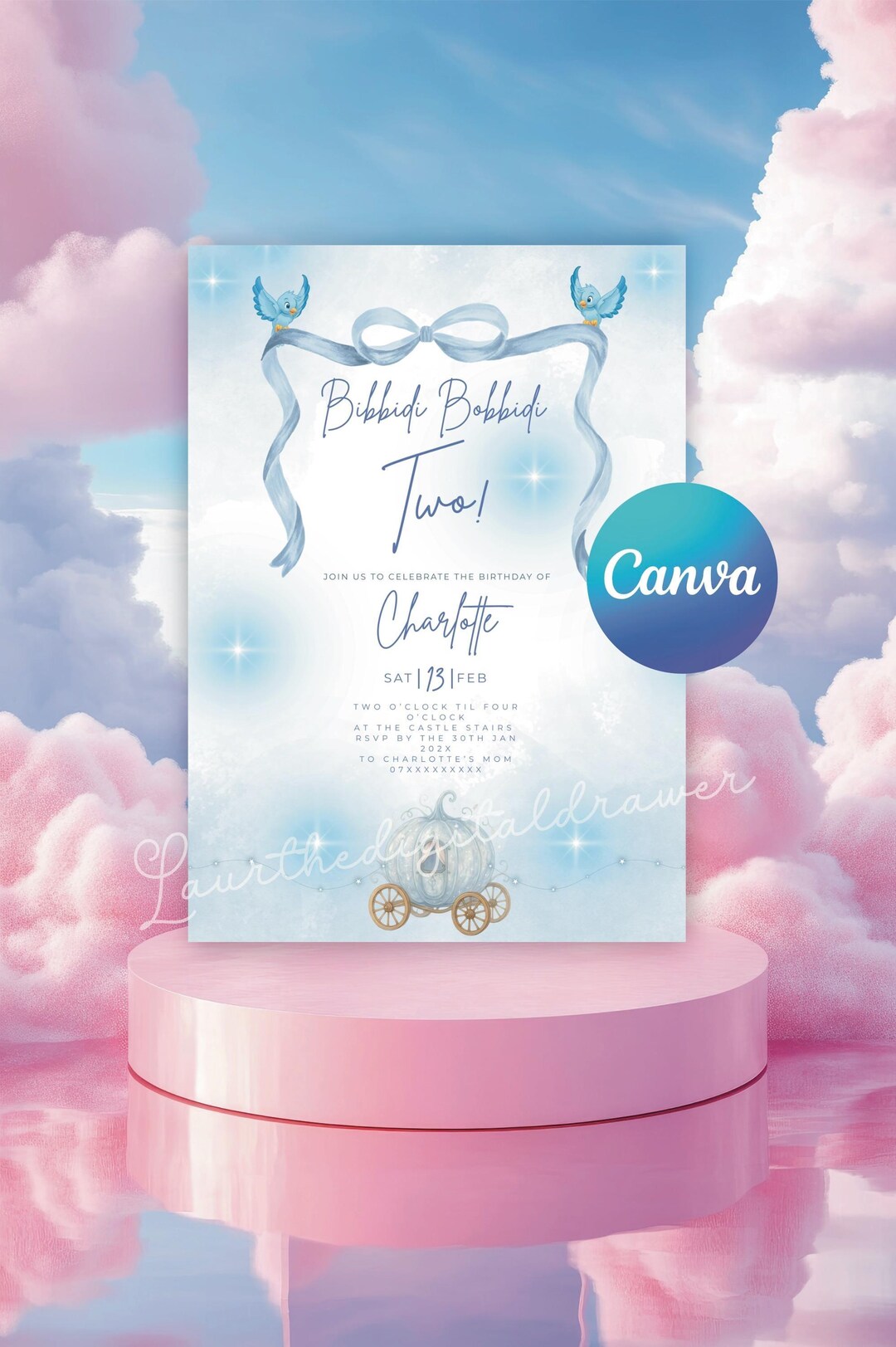 Bibbidi Bobbidi Two Invitation Template – Cinderella 2nd Birthday ...