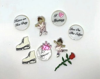 Large Synchronized Girls Skating Lapel Pin GREAT CUTOUT DESIGN 