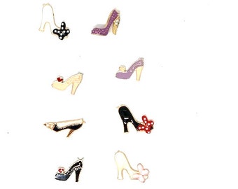 High Heel Shoes x8 Painted Enamel on Metal Decorative Push Pins/Thumbtacks or Magnets, Cubicle Decor, Message Board, Gift for Female