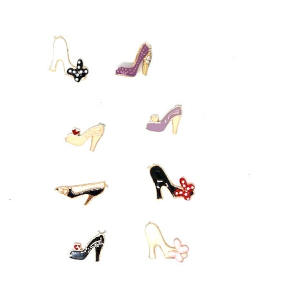 High Heel Shoes x8 Painted Enamel on Metal Decorative Push Pins/Thumbtacks or Magnets, Cubicle Decor, Message Board, Gift for Female