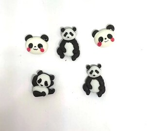 Panda Bear Push Pins/Thumb Tacks, Shoe Charms or Magnets, Dorm Room Decor, Message Board Tacks, Refrigerator Magnets