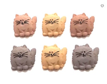 Cat Push Pins, Shoe Charms or Magnets  x6, Fat Cats, Cubicle Decor, Dorm Decor, Message Board Pins, Shoe Charms