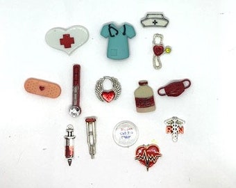 Nurse RN Health Care Worker Push Pins Thumbtacks, Magnets or Shoe Charms,  Cubicle  Dorm Decor, Fun Push Pins, Cork Message Board, Tote Bag