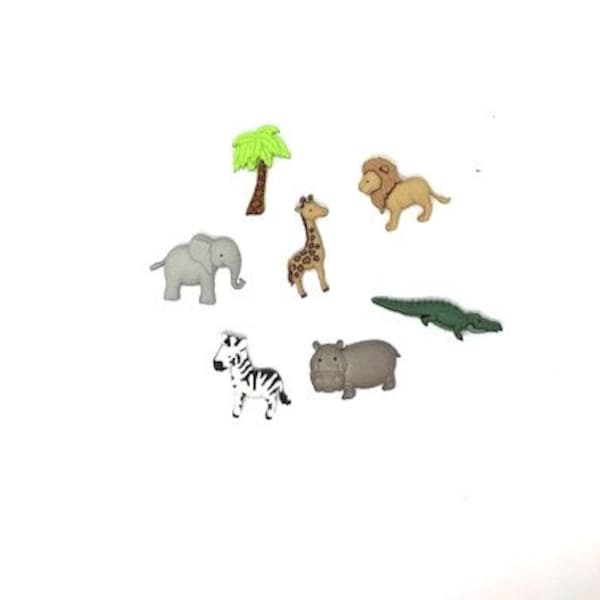 Africa Jungle Animal Push Pins/Thumb Tacks, Shoe Charms  Magnets, Cubicle Decor, Child Cork Board, Fun Push Pins, Zoo Animal Thumb Tacks