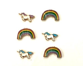Unicorns and Rainbows Push Pins, Magnets or Shoe Charms