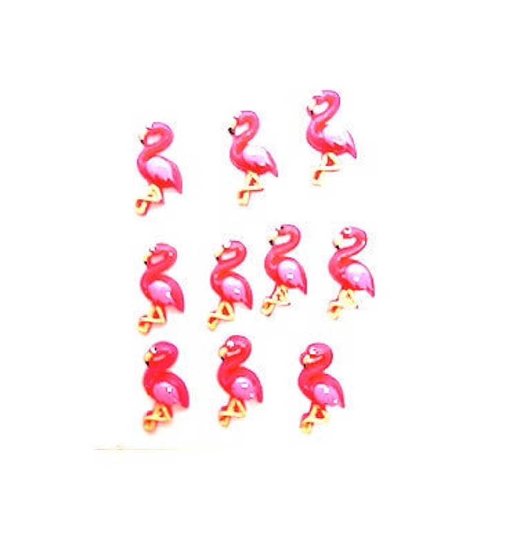Flamingo Push Pins Thumb Tacks, or Shoe Charms X10, Fun Push