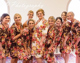 Bridesmaid robes, Cotton Floral Robes, Set of 2, 3, 4, 5, 6, 7, 8, 9, 10, 11, 12 robes, Plus size robes, 2XL, 3XL, 4XL, 5XL, 6XL, 7XL, 8XL