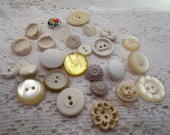 26 vintage buttons, Cute Buttons, Destash buttons, vintage sewing supplies. sewing embellishments, button lot, sewing supplies, mystery bag