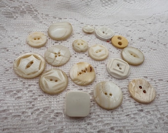 16 vintage buttons, Cute Buttons, Destash buttons, vintage sewing supplies. sewing embellishments, button lot, sewing supplies, mystery bag
