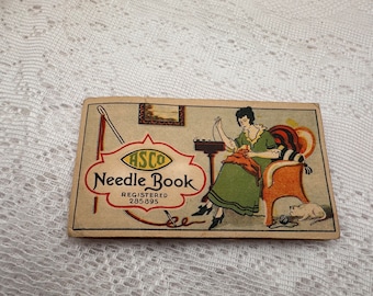 Vintage sewing needles, needle card, collectors needle booklet, mending needles, sewing supplies, fabric crafts, needle work, vintage sewing
