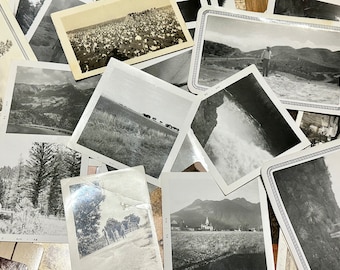 Vintage landscape photos, antique photos, photo lot, 20 vintage photos, photos of outdoors, scrap pack, scrapbooking, junk journal lot