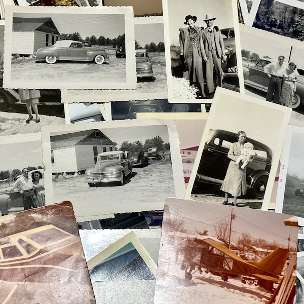 Vintage car photos, antique photos, photo lot, 20 vintage photos, photos of transportation, scrap pack, scrapbooking, junk journal lot