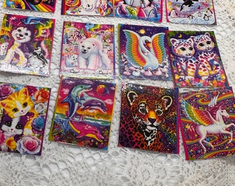 Lisa Frank square stickers, Lisa Frank Party Decor, Lisa Frank craft supply, diy themed party favors, Lisa Frank grab bag collection
