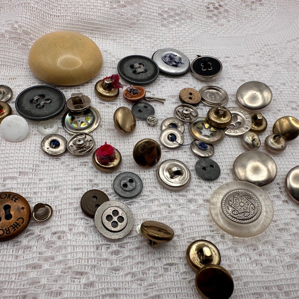 45 vintage buttons, Cute Buttons, Destash buttons, vintage sewing supplies. sewing embellishments, button lot, sewing supplies, mystery bag