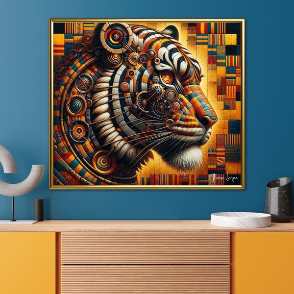 Abstract Artwork of a Tiger, Printable Art, Abstract Contemporary Art, Afro American Room Décor, Afrocentric