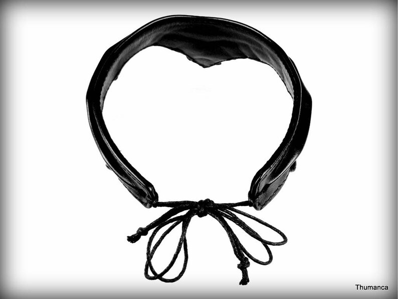Leather High Quality Material And Performance Handmade Unique 925 Silver-Bat-Emblem With Garnet Choker Necklace