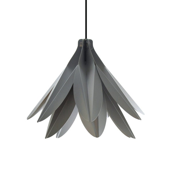 Lotus Flower Light Shade, Grey Lampshade, Contemporary Pendant Light, Modern Art Home Decor, Designed and Made in the UK