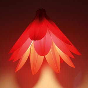 Lotus Flower Light Shade, Red Lampshade, Contemporary Pendant Light, Modern Art Home Decor, Designed and Made in the UK