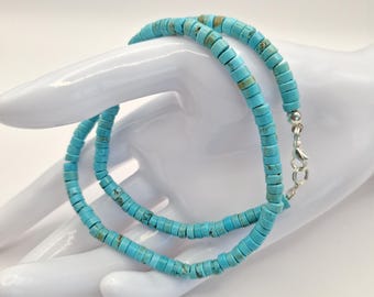 Genuine Turquoise Heishi Natural Stone Beaded Necklace