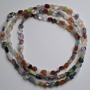 Vintage Multi Color Gemstone Beads Long Necklace