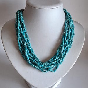 Carolyn Pollack Sterling Turquoise Necklace Ten Strand Turquoise Nugget Beads Southwest Style Jewelry