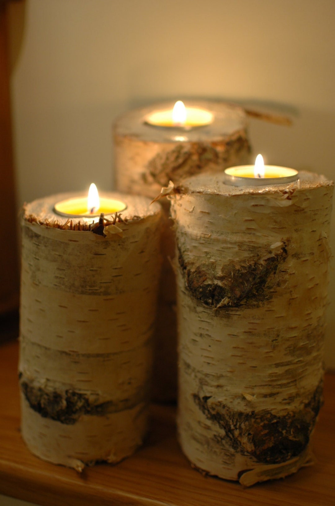 SETS of 3/5/7 Natural Wooden Birch Candlesticks Tealight Etsy