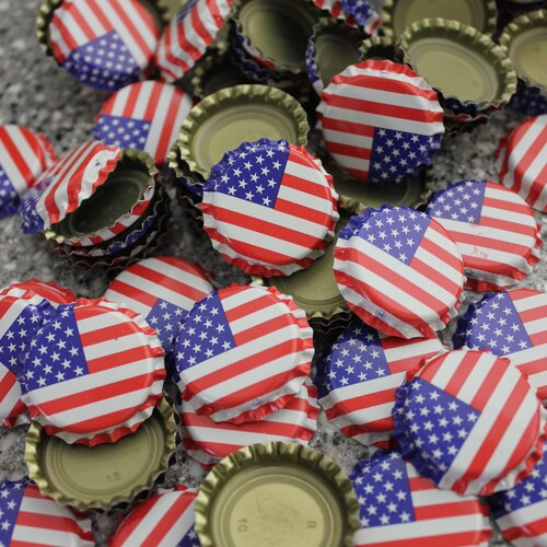 USA Flag Stars & Stripes Beer Bottle Caps Red White Blue Free Etsy