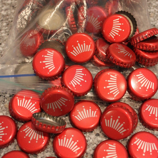 100 Pcs Budweiser Bud Beer Bottle Caps Bright Red Crown No Dents Project Ready!