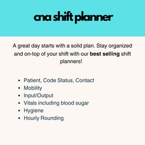 CNA Shift Planner, Shift Report, Report Sheet, Med Surge, Patient Care ...