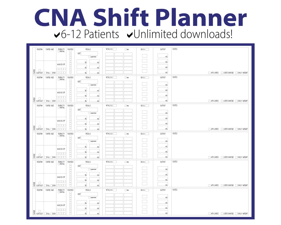 Cna shift planner etsy