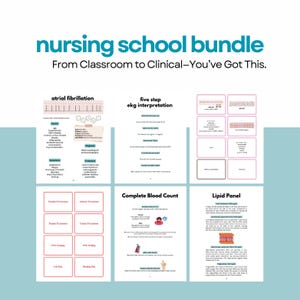 Nursing School Bundle: NCLEX Flashcards, EKG Guide (Digital Download)