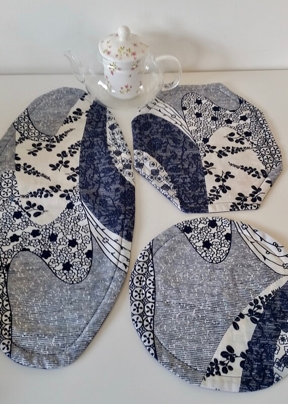Asian Blue and White Table Mats Home Decor Home Textile Etsy