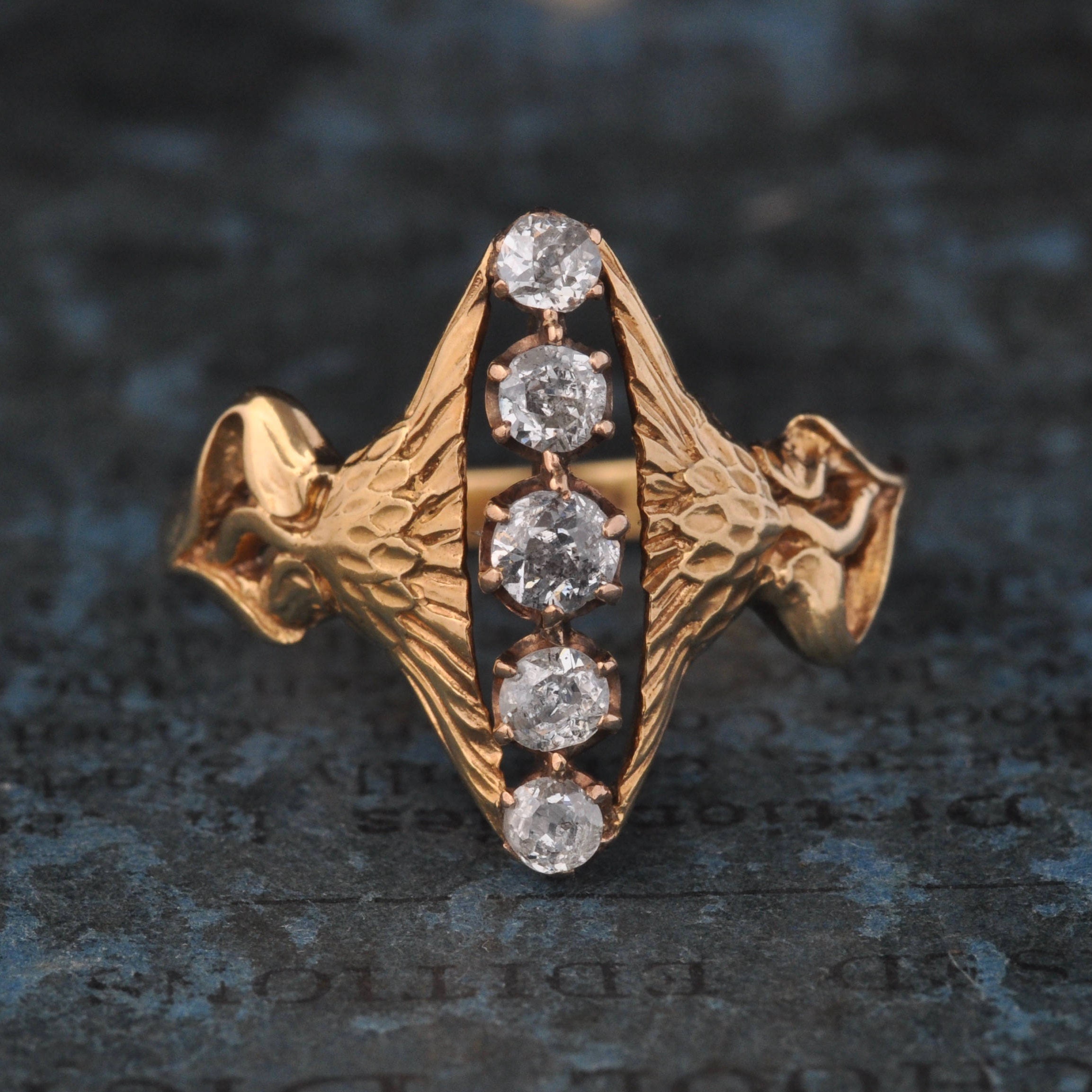 RARE Art Nouveau Mine Cut Diamond Ring Unique Engagement 1800s 1900s Antique Boho 18k Yellow Gold Size 7 OOAK European Right Hand Glam Etsy