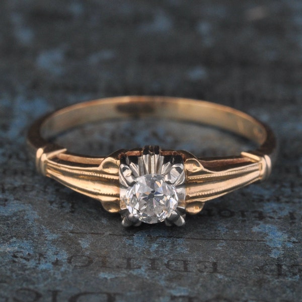 Antique Solitaire Diamond Engagement Ring 1920s 1930s Vintage Wedding Edwardian Victorian Deco Stacking Boho OOAK Size 6.5 6 1/2 .25 Carats