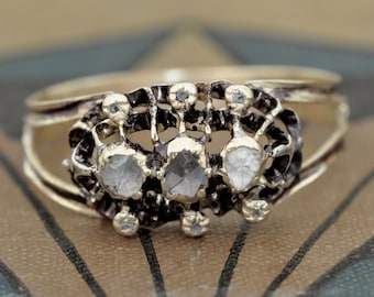 14k Yellow Gold Victorian Rose Cut Diamond Engagement Ring