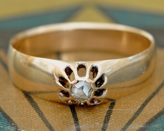 Unique Engagement Ring-1900s Engagement Ring-Rose Cut Engagement Ring-Edwardian Engagement-Antique Diamond Wedding Band-Downton Abbey Ring