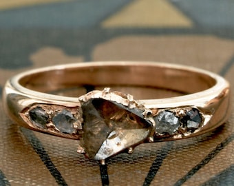 Genuine Art Nouveau Champagne Diamond Engagement Ring-1800s Engagement-Rose Cut Diamond -Antique Wedding Ring-Vintage