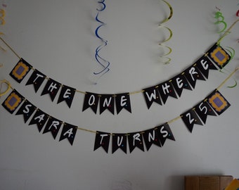 RETRO PARTY BANNER DECORATION PERSONALISED VINTAGE TEXT ENGAGEMENT BUNTING