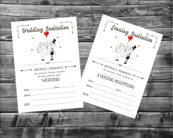 A5 Cute Couple  Wedding/Evening Invitations BLANK -Write your own/ x20