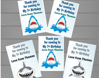 4x Shark , Sea Paper  Labels for Gift Party Bags for Birthday or Gift Bag Any Occasion