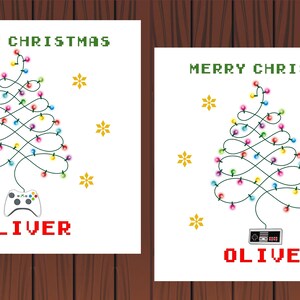 Personalised Christmas Xmas Gamer Retro Card . Son, Daughter, granddaughter, grandson