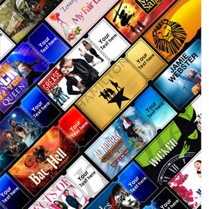 Puede incluir: Una colecci&oacute;n de talonarios de entradas coloridos con varios t&iacute;tulos de espect&aacute;culos musicales de Broadway y West End, incluyendo 'Wicked', 'Hamilton', 'Grease', 'Los Miserables', 'Miss Saigon', 'El Rey Le&oacute;n', 'Aspects of Love', 'Jamie Webster', 'Bat Out of Hell', 'Al Murray', 'My Fair Lady', 'We Will Rock You', 'Aspects of Love' y 'The Queen'.