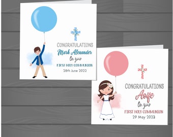 Personalised First Holy Communion Religious Ceremony Card Boys, Girls , Huge Balloon