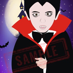 Pin The Fangs on Dracula Game -15 Players A3 size PDF Download