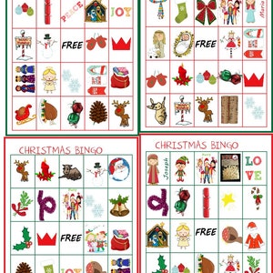 Illustrated Christmas Bingo Game PDF Email Download 40 Game Sheets