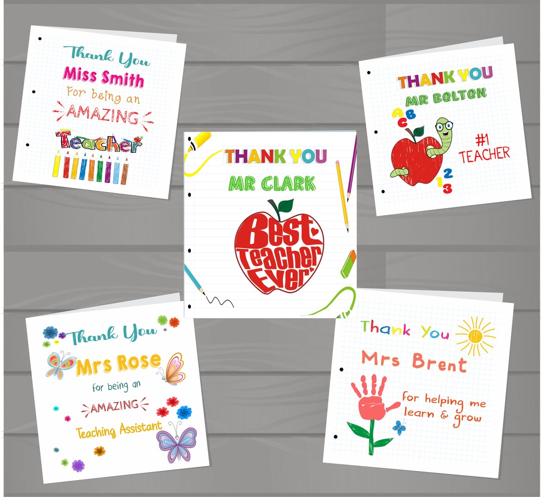 Personalised Thank You Card Teacher , End of Year , School - Etsy