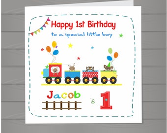 Personalised Cute Train Boy/Girl Birthday Son , Nephew , Goddon, Brother, Grandson